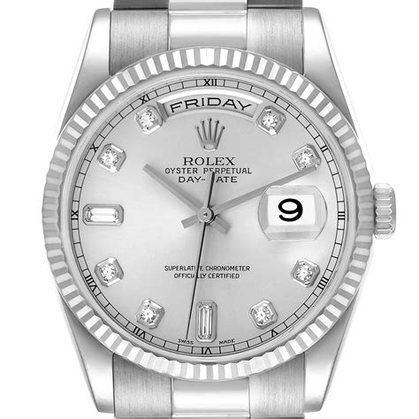 rolex presidential white gold diamond|Rolex 18kt president 36mm watch.